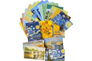 HCHES 30 Sheets Celebrity Art Print Postcards 300 GSM Blank Cards Exquisite Picture Collection Sets Artist Oil Painting Art Cover Postcards Size 3.66’‘X5.63’‘ (Van Gogh)