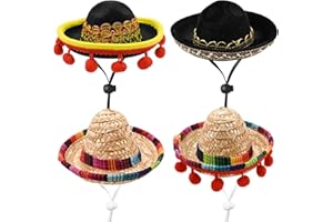 HILEYU Mini Mexican Sombrero Hüte 4Pcs Bunte Sombrero Hüte Mini Fun Fiesta Strohhut Niedliche Stroh Sombreros für Fiesta Karneval Sommer Mexican Theme Dekorationen Party Favors