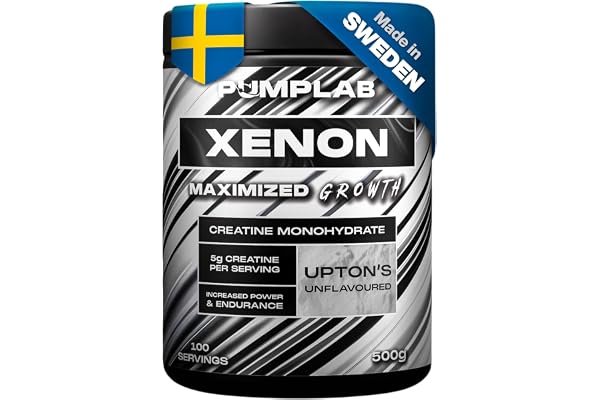 PUMPLAB Kreatin – Tillverkad i SVERIGE – 100% Kreatinmonohydrat Pulver för Muskelstyrka & Träning, 500 g Kosttillskott för Prestanda & Återhämtning