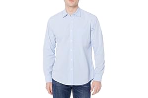 Amazon Essentials Camisa Informal de Popelina con Manga Larga y Corte Recto Hombre