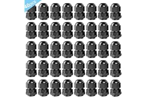 QitinDasen 40Pcs Premium Nylon PG7 Pressacavi, 3～6.5mm Regolabile IP68 Impermeabile Giunti Pressacavo, Impermeabili Pressacavi Connettori con Guarnizioni (Nero)