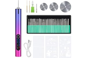 Eocoyar Electric Engraving Pen USB Cordless Rechargeable Engraving Tool Kit 43Pcs Engraver Pen Mini DIY Rotary Engraver Etching Pen for Carving Wood Glass Metal Stone Plastic Nails, Gradient Purple