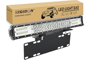 RIGIDON Car Led Light Bar 20 inch 288W With Licence Number Bumper Plate Mounting Bracket, 12V 24V Fog Lights For Off road Truck SUV UTE ATV 4x4, Flood Spot Combo, Driving Work Lamp, 6000K White