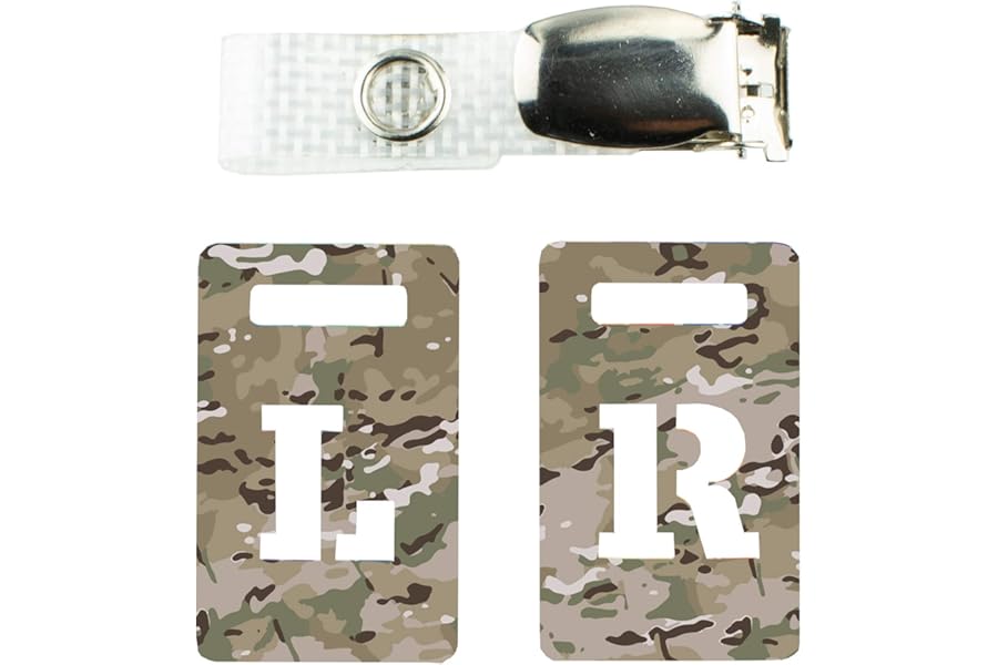 X-ray Markers with Carry-on Strap Radiography Tablet Markers Radiopaque L and R for Radiographer with British Camouflage Army Multicolour Pattern Clip with Metal Poppers