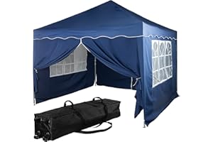 INSTENT Pavillon 3 x 3 m Basic wasserdicht UV Schutz 50+, 4 Seiteneile, blau