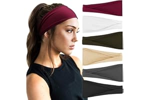 DRESHOW 6 Stück Damen Stirnband Kopfband Haarband Turban Elastische Stirnband Haarschmuck für Mädchen Alltag Yoga Sport Fitness