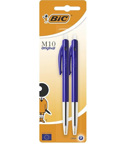 BIC Clic M10 Medium Ballpoint Pens - Blue Ink, 1.0mm Tip, Pack Of 10, Retractable