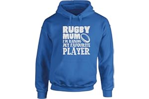 Hippowarehouse Rugby Mum I'm Raising My Favourite Player unisex Hoodie hooded top (Specific size guide in description)