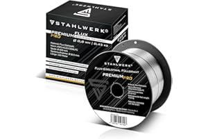 STAHLWERK FLUX Edelstahl Fülldraht Ø 0,8 mm E308LFC – 0,45 kg D100-Spule für 16 mm Dorn, universell einsetzbar, selbstschützender Schweißdraht, Schweißen ohne Gas, geeignet für viele MIG/MAG-Geräte