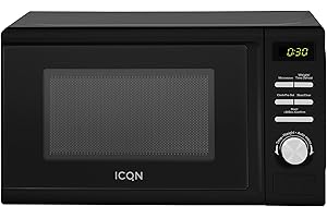 ICQN Mikrowelle, Solo-Mikrowelle, 20 L, 700 W, 5 Leistungsstufen, 8 Automatikprogramme, Digitale Timerfunktion, Gewicht und z