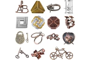Joyeee 15 Pezzi Rompicapo Puzzle in Filo Metallico, Gioco Mentale Test QI Sblocca Giocattolo, Interlock Sfida Puzzle Game Giocattolo Educativo Regalo per Ragazzi Ragazze Adolescenti Adulti, #A