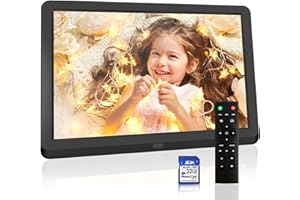 STUOGYUM Digitaler Bilderrahmen 10 Zoll,1920 x 1080P Full HD 16:9 Elektronischer Bilderrahmen IPS mit Fernbedienung,Automatischer Drehung,Foto,Musik,Video,Kalender,Wecker mit Speicherkarte mit 32 GB