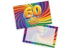 STUFF4 60th Birthday Party Invitations Men Women - Now It's Party Time 36 Pack - Adults Birthday Invitations for Friends Family A6 Bday Party Invites Invitation Cards with Folding Envelopes