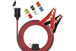 RUNCCI-YUN Câble d'extension pour allume-cigare de 1.5 m, Adaptateur Allume-Cigare 12V prise allume-cigare prise de voiture (pince crocodile) protection de fusible 15A 16AWG / 12V / 24V