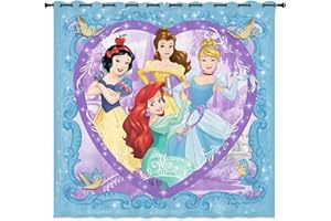LKFFHAVD Disney Lot de 2 rideaux occultants, impression 3D, avec œillets Cendrillon, Raiponce - Pour chambre à coucher, chambre d'enfant. (100 × 140 (l x H) : 12)