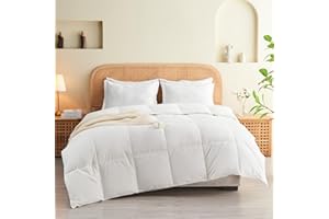 puredown® Edredón Ligero de Plumas y Plumón de Ganso Blanco, 6 TOG para Verano Primavera Otoño, Funda de 100% Algodón, 250 gr/m², 220x240cm, Cama 150