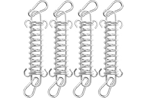 SINRAD Molle in Acciaio,4 Pezzi Molle in Acciaio Inox,Molle di Tensione,Molle a Doppio Gancio,Molle di Fissaggio,Per Tende da Sole, Tende da Campeggio All'aperto（Colore Argento）
