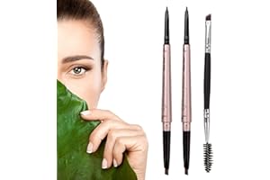 HeyBeauty Eyebrow Pencil with Brow Brush, Double Ended Eyebrow Pen, Automatic Makeup Cosmetic Tool Dark Brown 2 PCS