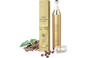 ALIIP Serum Crema Ojos con Cafeína, 20g Crema Ojeras y Bolsas, Serum Contorno de Ojo con Bola de Masaje de 360°, Fácil de Absorber, Elimina Eficazmente para Hombres y Mujeres