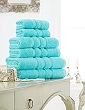 SELECT-EDDesign Luxury Egyptian Cotton 4 Or 2 Pack of Soft 600Gsm ZERO TWIST Towel Absorbent Towels Set (Aqua, Hand Towels Pack Of 4)