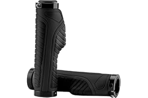 ROCKBROS Manopole MTB Ergonomiche 22.2mm in Gomma, Impugnature per Manubrio Bici, con Anelli in Alluminio e Tappi, Universali per Bicicletta Pieghevole Monopattino, Accessori Bici