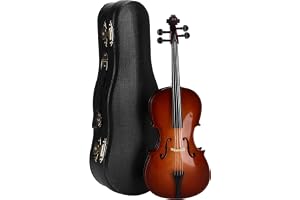 Hapivida Miniatyrmodell av cello i trä, mini lågt musikinstrument med stativ och fodral små hantverksprydnader heminredning