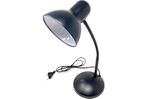 VETRINEIN RETE Vetrineinrete® Lampada da scrivania con braccio flessibile snodabile luce lume da tavolo orientabile da cameretta (Nero) M83