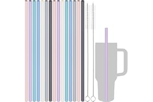 Tomorotec Silikonowe słomki do picia wielokrotnego użytku, z 2 szczotkami, pasują do Stanley Tumbler, 1,134 g, 850 g, 590 g, długość 30 cm, możliwość dostosowania do różnych naczyń do picia, nadają