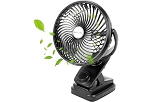 ELZO Ventilatore con Clip, 20000mAh Ventilatore USB da Tavolo con Luce LED Rotazione 360°, Mini Ventilatore Portatile Ricaricabile Vlocità Continua per Passeggino Ufficio Campeggio Auto Casa Esterno