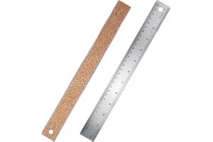 30 cm metalllinjal, metalllinjal i rostfritt stål med korkbaksida halkfria raka kanter med tum och centimeter långa mätlinjaler för studenter skola kontor träbearbetningsverktyg