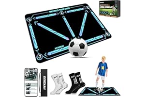 HYKOIUU Alfombra Entrenamiento Futbol Kit 60x90 con Vídeos de Entrenamiento y Calcetines Antideslizantes Futbol Alfombra Futbol Entrenamiento Profesional – Niños Tapete Treino Futebol