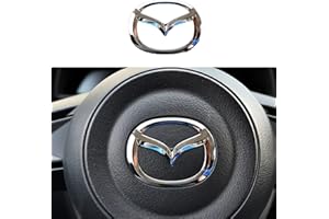ALINZO Autocollant Couverture Volant de Voiture, Autocollant Garniture Cadre Logo D'emblème, Accessoires Intérieurs de Modification Style, pour Mazda 3 6 CX-3 CX-5 CX-9,Silver
