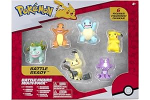 Pokémon- Confezione da 6 Personaggi della Battaglia: Pikachu, Squirtle, Charmander, Bulbasaur, Mimikyu & Toxel-Dettagli Autentici, Multicolore, PKW2684