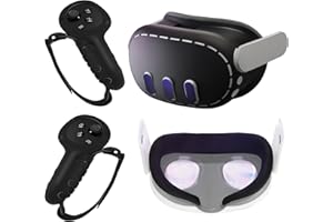 NEWZEROL 3 Kinds VR Silicone Cover Compatible for Quest 3, Anti-Sweat Waterproof Replacement Silicone Face Pad Eye Padding Controller Silicone Cover Compatible for Quest 3 VR Accessories (Black)