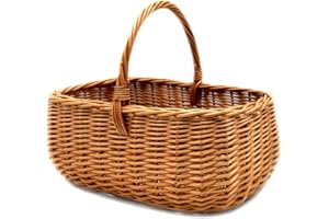 PM24 MyBer® Korb Weidenkorb Einkaufskorb Picknickkorb 33/23/13cm Stabiler Tragekorb aus Weide K1-014