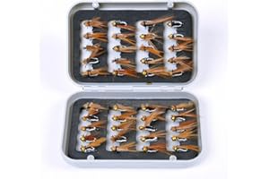 JasCherry 40 Stück Angel-Fliegen Kunstköder Fliegenköder Fliegen Fischen Köder mit wasserdichte Box, Perfekt zum Angeln Barsch Forelle Dorsch Angelzubehör