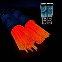 Produktbild von KNIXS 25er Pack Power-Knicklichter – Orange, 15 Cm, Inkl. Spezialhaken & Befestigungsband – Für Outdoor, Notfall, Markierung