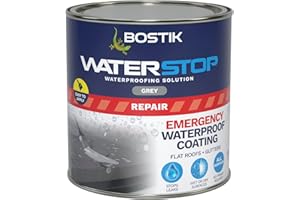 Bostik Waterstop Emergency Coat Grey - 1kg - Quick Drying - Instant Sealing Coating For Roofs And Gutters