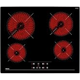 TEKA Ceramic Hob 4 Fires 60 cm, Touch Control Technology with Stopwatch, Easy Fast-Click Installation System, Model TZ 6415