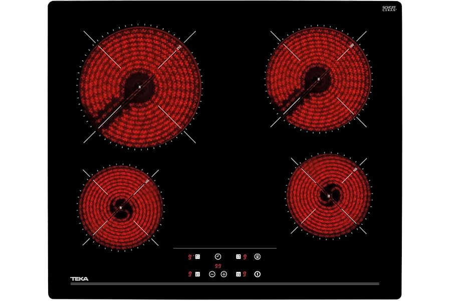 TEKA Vitrocerámica 4 Fuegos 60 cm, Tecnología Touch Control con Cronómetro, Sistema fácil instalación Fast-Click, Modelo TZ 6