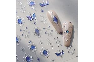 JMEOWIO 3D Niebieska Gwiazda Księżyca Naklejki na Paznokcie 1 Arkuszy Nail Art Sticker Samoprzylepne Naklejek na Paznokcie Dekoracji Paznokci