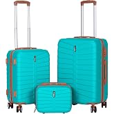 Set of 3 Travel Suitcases &ndash; 4 Swivel Double Wheels &ndash; Toiletry Bag &ndash; Cabin Suitcase &ndash; Hand Luggage &ndash; TSA Lock &ndash; Lightweight &ndash;