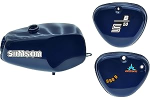 OST2RAD S50 Tank-Set mit Seitendeckel für Simson, Perlblau Metallic, innen versiegelt, Hochtank - Büffeltank, Sonderlackierung