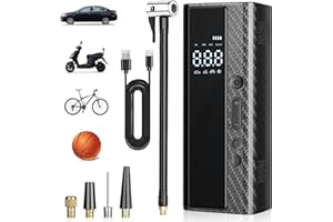 MOPLASZ Portable Car Tyre Inflator, 150 PSI Cordless Air Compressor for Car Tyre Pump, 2X Faster Bike Pump with LED Light&Digital Gauge, Mini Air Pump Car Accessories Essentials for Car Motorcycle Bike Ball