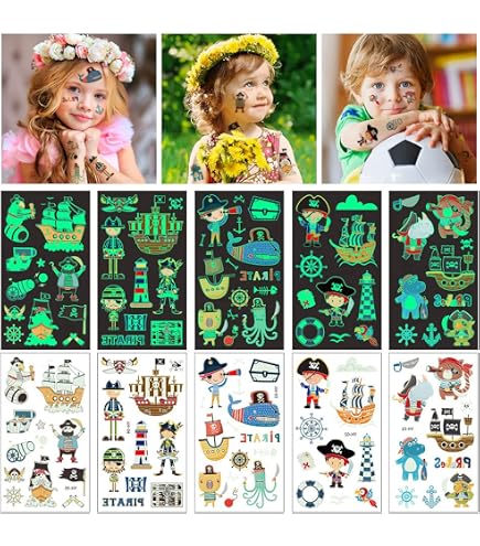 Squalo Tatuaggi Temporanei per Bambini, 10 Fogli Tatuaggio Impermeabile