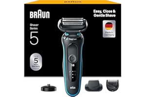 ‎BRAUN Braun Series 5 Rasierer Herren Elektrisch, Elektrorasierer mit EasyClick Barttrimmer Aufsatz, Ladestation, EasyClean Rasierapparat, Trockenrasierer, Wasserdicht, Made in Germany, 51-M4500cs, Mintgrün