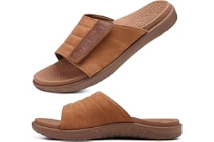 ONCAI Mens Sandals Adjustable Straps Orthotic Plantar Fasciitis Open Toe Athletic Sport Slides with Soft Comfy Arch Support Footbed Size 6.5-14