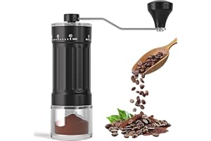 UVELLGIFT Externer Verstellbarer Manuelle Kaffeemühle: Tragbare Handkaffeemühle mit Hochpräzisen keramik Grinder, 40 Verstellbarer Mahlgrad, geeignet für French Press, Moka-Kannen, Aeropress, Reise, Camping