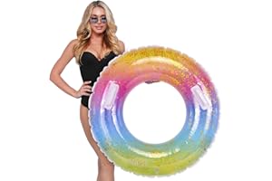 ZPUNION Swim Ring for Adults, Bling Inflatable Pool Floats 75cm, Swim Party Toys, Floating Ring With Colorful Sequins,Swim Tube Pool Rings Floaties for Women