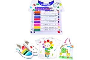 Marqueurs Textile et Tissu, Marqueurs Textiles pour Enfants, 8 Marqueur Tissu Feutre Indelebile Textile Non-Toxique, pour Vêtements Textile Décorer des T Shirt, Sac Tissu, Chaussures et Divers Tissus
